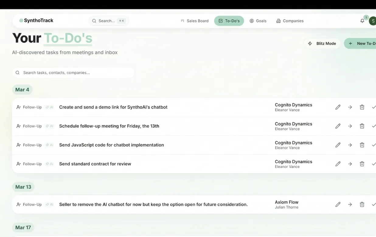Auto-generated tasks from meeting analysis